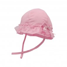 H72-P: Pink Hat w/Lace & Bow (0-24 Months)